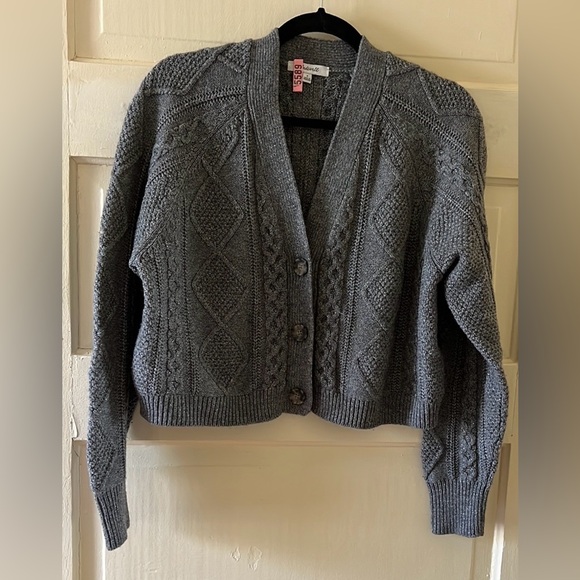 Madewell Cable-Knit Cropped Cardigan in Heather Graphite - Picture 7 of 9